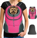 YUDODO Pet Dog Backpack Carrier Small Dog Front Carrier Pack Reflective Head Out Motorcycle Puppy Carrying Bag Backpack for Small Medium Dogs Cats Rabbits Outdoor Travel Hiking Cycling (L, Pink)