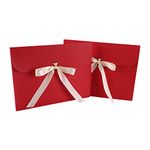 10Pcs Gift Envelopes Gift Card Envelope Bow Ribbon Greeting Cards Holder Large Gift Invitations Flat Present Box for Vouchers Christmas Birthday Wedding Thanksgiving Letter Accessories 24×18.5×0.7cm