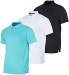 Real Essentials 3 Pack: Mens Big & Tall Polo Shirt Quick Dry Fit Active Polo Shirts for Men Front Pocket Short Sleeve Button Collared Tees Tops Golf Tennis Heavy King Size Clothes - Set 6, 4X Tall