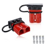 AuInLand 175A Battery Cable Quick Connect/Disconnect Electrical Connector Plug Kit 1/0AWG Wire Harness Plug Kit for Winch Auto Car Trailer 2 PCS Red