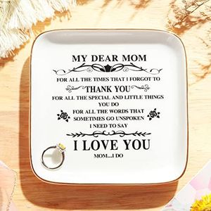 PUDDING CABIN Gifts for Mom Mothers Day Mom Birthday Gifts from Daughter, Ceramic Mom Ring Dish Jewery Tray, Bonus Mom, Stepmom, Elderly Mom Gifts for Women Who have Everything