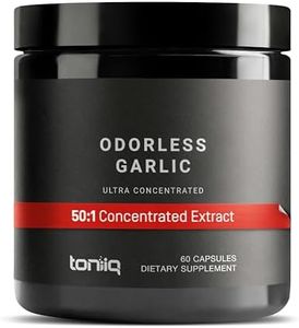 Toniiq Garlic Capsules with 10,000mcg Allicin - Odorless - 50:1 Extract for Maximum Potency - Third-Party Lab Tested - 60 Vegetarian Capsules