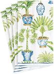 Caspari Potted Palms Paper Guest Towel Napkins in White, Two Packs of 15