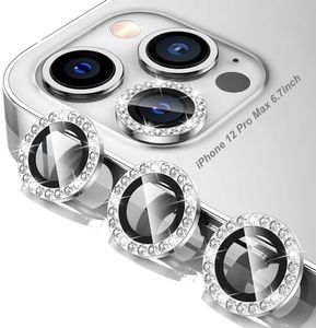 Tensea Compatible with iPhone 12 Pro Max Camera Lens Protector, 9H Tempered Glass Camera Cover Screen Protector for iPhone12 Pro Max 6.7 inch 2020 (Silver Diamond)