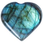 Zaicus 50mm Labradorite Polished Heart Stone, Healing Crystal Palm Worry Pocket Heart Love Stones for Tumble Collection | Reiki Stone Set | Good Luck | Gift Craft | Home Decoration