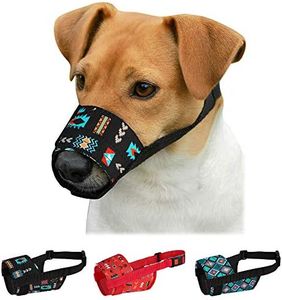 CollarDirect Dog Muzzle - Adjustable Soft Breathable Tribal Nylon Dog Mouth Guard Cover for Small, Medium and Large Dogs, Anti Chewing, Barking & Biting (Pattern 2; S)