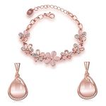 Shining Diva Fashion Crystal Collection Gold Plated Jewellery Set for Women (Rose Gold)(cmb280_8306b_9580er)