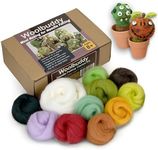 Woolbuddy Needle Felting Kit Cactus, Felting Kit for Beginner Adults Includes 4 Felting Needles, Needle Felting Wool, Felting Foam Pad, 2 Clay Pots and Photo Instructions, DIY Crafts