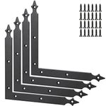 Foxwake Barn Door Decorative Corner Bracket, 7.7 in Matte Black Rustic L Brackets Sliding Door Hardware Decorator for Garage Farmhouse Mirrors Frame Garden Gate(4 Pcs with Screw)