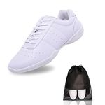 yamerbo Cheer Shoes for Youth Girls, White Varsity Cheerleading Shoes for Women, Breathable and Lightweight Dance Athletic Flats, Women Competition Training Tennis Sneaker Shoes -White 1