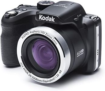 KODAK Pixpro AZ422 - 20 MP Digital Bridge Camera, 42X Optical Zoom, 24mm Wide Angle, 720p HD Video, Optical Image Stabilizer (OIS), Built-in Flash, 3-Inch LCD Screen, Li-ion Battery - Black