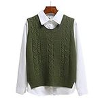 Budstfee Women Sweater Vest Sleeveless Round Neck Pullover Short Knitted Tank Tops Green M