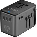 URJD Universal Travel Adapter, 120W GaN International Power Plug Adapter, 5 USB Ports and 1 AC Outlet, All-in-One Travel Charger for 200+Countries, Fast Charging All USB & Dual Voltage Devices