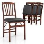 KOTEK Folding Dining Chairs Set of 4, Wooden Kitchen Chairs with Padded Seat & Solid Wood Frame, 400 LBS Weight Capacity, No Assembly Foldable Chair for Dining Room, Living Room