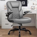 Brick Attic Office Chair Task Chair Computer Desk Chair PU Leather with Lumbar Support Adjustable Height Padded Foldable Armrests Rolling Home Office Executive Chair Gray