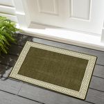 renoazul® Door Mat Non-Slip Washable Dirt Trapper Floor mat having Indoor Outdoor Utility, Kitchen and large yoga Anti Slip Mats | 50 x 80 cm - Greeky Rug - Green & Cream