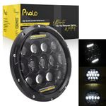 Pivalo PV13H1P Universal 7inch Round Ring 13 LED Headlight with Turn Signal Lights (12-30V, 75W, Pack of 1)