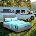 RV Short King Set 72 x 75,Camper Sheets-RV Bed Sheets- 100% Cotton Bed Sheet Set-Long Staple Egyptian Cotton fit Upto 8" Deep Mattress (Aqua Blue)