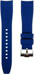 Strapseeker Curved End Soft Silicone Sports Rubber Watch Bands- Compatible with Omega Swatch Moonwatch, Omega Speedmaster, Rolex Submariner, Seiko SKX Dive Watches- 20mm,22mm - Curve Replacement Watch Straps for Men & Women (22mm, Royal Blue)