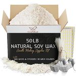 CraftBud Candle Wax - DIY Candle Making Supplies with 50 LB Soy Wax for Candle Making - Full Candle Making Kit for Adults and Kids with 50lb Soy Candle Wax Flakes, 500 Pre-Waxed Candle Wicks and More