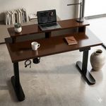 TRADITIONAL CRAFT Electric Height Adjustable Standing Desk with Cable Tray, Ergonomic Sit Stand Home Office Desk, Motorized Table