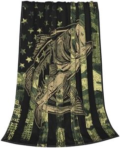 Camo Fish Fleece Throw Blanket Soft Flannel Plush Lightweight Warm Cozy Blanket for Men Women Couch Bed Sofa Travel 60"x80"