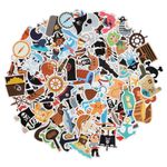 100 Pack Pirate Stickers, Pirate Party Favors Decorations, Waterproof Stickers for Water Bottle Laptop Computer Phone