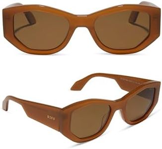 DIFF Zoe Designer Angular Sunglasses for Women UV400 Polarized Protection, Salted Caramel + Brown