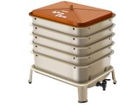 Blütezeit 5-Tray Worm Composter, Worm Farm Kit Indoor & Outdoor, Worm Compost Bin for Vermicomposting Starter, Recycling Food Waste (Golden&Brown)