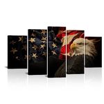 VVOVV Wall Decor - American Flag with Bald Eagle Hawk Canvas Painting Independence Day Pictures Artwork Modern Wall Art for Home Decor (Large)