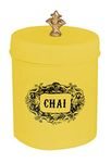 Elan Bergen Chai Tea Canister, Stainless Steel Kitchen Food Storage Container, (Yellow, 0.5 Litre)