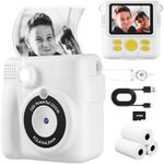 Instant Print Camera, Kids Camera 1080P HD Digital Camera with 32G SD Card, 3 Rolls Photo Paper & 6 Color Pencils for Age 6-12 Boys and Girls Birthday Gifts Photo and Video Recording