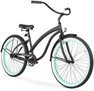 Firmstrong Bella Fashionista Single Speed Beach Cruiser Bicycle, 26-Inch, Matte Black/Green Rims,15128