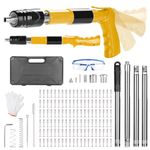 Concrete Nail Gun Kit with 120pcs Nails, 4 Extension Rod, Rotatable Manual Steel Nail Gun, 5 Gear Nail Wall Shooting,Wall Fastening Rivet Gun for Household Woodworking Installation