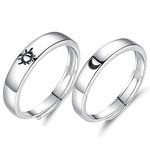 Beydodo Adjustable Promise Rings for Couples, Sun Moon Matching Rings 925 Sterling Silver Resizable Ring for Wedding Engagement