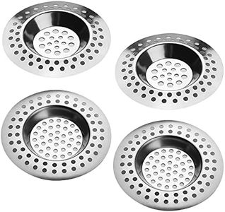 4 PCS Drain Hair Catcher Stainless Steel Kitchen Sink Strainer Plug Shower Bathroom Plug Hole Hair Catcher, Drain Protector Filter, 2 Models (Outer diameter 77mm and 73mm)