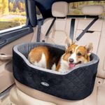 pecute Dog Car Seat, Dog Booster Car Seat, Egg Foam Dog Car Bed, Detachable and Washable Travel Dog Seat with Thick Cushion and Storage Pockets, Dog Travel Bed for Medium&Small dogs