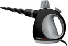 Tower T134000PL THS10 Corded Handheld Steam Cleaner with 9 Accessories, 1050W, Platinum