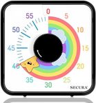 Secura 60-Minute Visual Timer, 7.5 Inch Magnetic Rainbow Countdown Timer for Classroom or Kitchen, Durable Mechanical Timer Clock with Magnetic Backing (Black & Star)