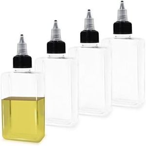 Modixun 4Pcs Small Oil Dispenser Bottle for Camping, 3.4oz Leak-Proof Squeeze Condiment Bottle with Twist Top Cap, Liquid Condiment Container Dispensing Bottles for Oil Soy Sauce Vinegar