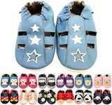 MiniFeet Premium Soft Leather Baby Shoes - Buy 4 Pairs & GET 1 of Them for Free - Toddler Shoes - Blue Sandal 0-6 Months