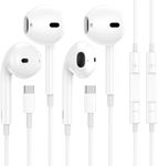 2 Pack USB C Headphones for iPhone 15 with Microphone and Volume Control, Type C Earphones HiFi Stereo Wired Earbuds for Samsung Galaxy S23 S22 S21 FE,iPad Pro, Huawei,Google Pixel