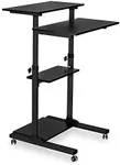 Mount-It! Mobile Standing Desk Cart, Height Adjustable Rolling Stand Up Desk, Computer Workstation for Office, School, Teachers, 27.5" Wide Podium Platform, Locking Wheels in Black Rises 37" to 54"