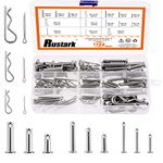 Rustark 122Pcs Stainless Steel Universal Pin Assortment Kit Cotter Pin Hair Pin R Clip Fastener Fitting Set for Use on Hitch Pin Lock System