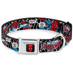 Buckle-Down DC-WSPD031-L Dog Collar Seatbelt Buckle-Spider-Man in Action with Amazing Spider-Man, 1" x15-26