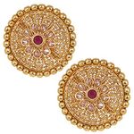 Shining Jewel - By Shivansh Gold Plated Pure Copper Kundan, LCT, Pearls and CZ studded Traditional Ethnic Stud Earrings for Women (SJ_1724)