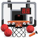 HYES Mini Basketball Hoop Indoor with Scoreboard, Basketball Hoop for Kids with 3 Balls, Pump, Door Basketball Toy Gifts for Kids Boys Girls Teens