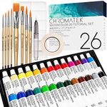 CHROMATEK Watercolor Paint Set - 62 Piece Kit - With Video Tutorial Course - Adults, Kids, Beginner & Professional Artists - Paper, 8 Brushes, Palette, Aquapen, Masking Tape - 12ml Watercolor Tubes