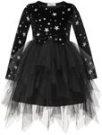 Arshiner Little Girls Sparkle Dress Cute Bowknot Irregular Hem Tulle Winter Velvet Sneaker Ball Black Star Dresses Kids Clothes 3T 4T