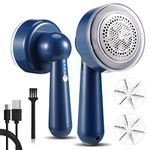 Rechargeable Fabric Shaver, Electric Lint Remover Sweater Shaver with 3 Speeds & LED Display for Removing Fuzz and Pill from Sweater, Couch, Clothes, Carpet, Furniture. 2 Replacement Blades.